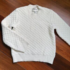 INDUSTRY Republic Clothing Quilted Crew Neck Cream Sweater Sz XS
